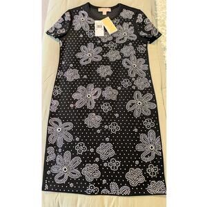 Michael Kors Black Floral Metal Studded Dress
